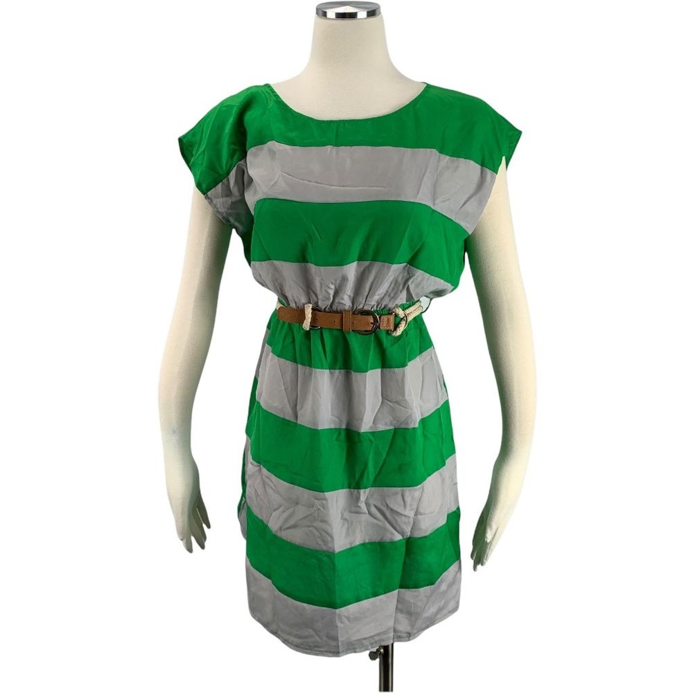 YA Large Green Dress NWT Striped YL8823 Knee